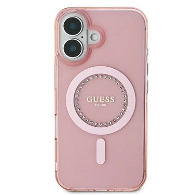 3. Guess IML Rhinestones MagSafe iPhone 16 Plus Case - Pink