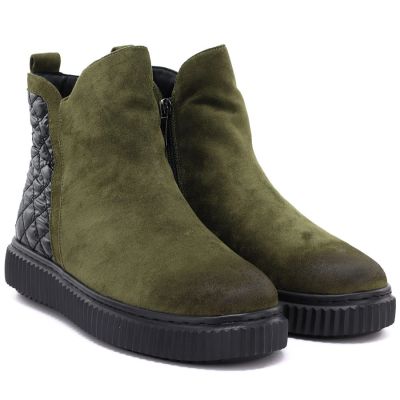 8. Women's insulated green ankle boots Potocki Z25-JE19365