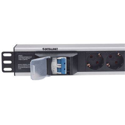 4. Intellinet 711432 PDU 6-Outlet Power Distribution Unit 1.5U Black, Gray