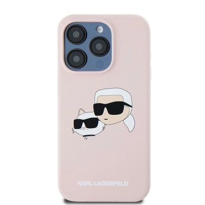 3. Karl Lagerfeld Silicone Karl&Choupette MagSafe Case for iPhone 15 Pro - Pink