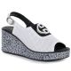 Women's leather wedge sandals with openwork white S.Barski 7014