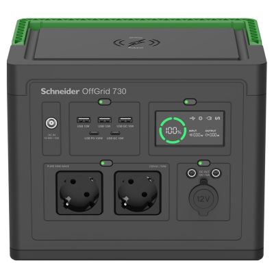 9. Portable Power Station APC OffGrid 730, 738 Wh lithium-ion, LCD, 2 CEE 7/3 Schuko sockets, Sinewave, 3 USB-A, 2 USB-C, wireless charger