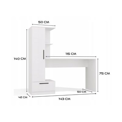 7. COSMO WHITE DESK + SHELVING SET
