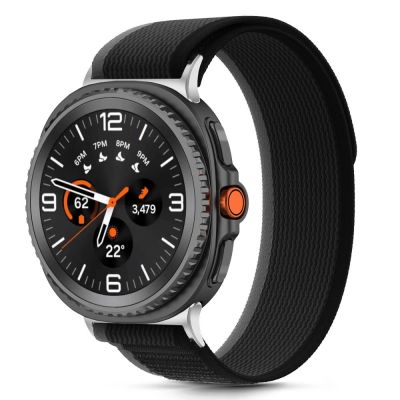 3. Tech-Protect Nylon Stripe Strap for Samsung Galaxy Watch 40/44/46 mm - Black and Orange