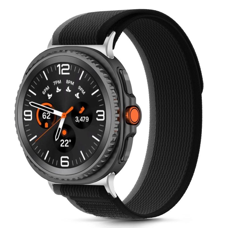 3. Tech-Protect Nylon Stripe Strap for Samsung Galaxy Watch 40/44/46 mm - Black and Orange