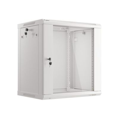 11. Lanberg WF01-6412-10S Rack Cabinet (12U; 635mm / 600mm / 450mm; wall-mounted; Glass; 19''; gray)