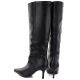 10. Women's leather boots with a high heel, insulated, black Big Star UU274497