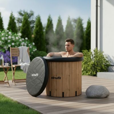 48. VIRTUFIT ICE BATH XXL - 375 LITERS - IMITATION WOOD - WITH ACCESSORIES