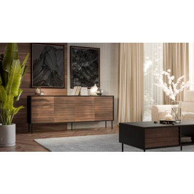 2. 4D CORTINA chest of drawers 200x40x81 black/walnut