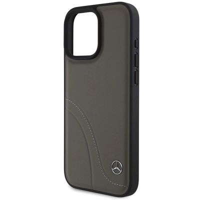 6. Mercedes MB Curved Stitches Leather iPhone 16 Pro Max Case - Brown