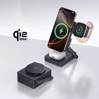 6. Baseus PicoGo AF21 3-in-1 Qi2.2 35W Wireless Charger with 1m USB-C Cable - Black