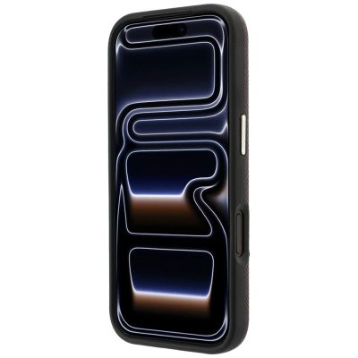 5. Karl Lagerfeld Grained with Resin Signature Logo MagSafe case for iPhone 18 Pro Max / 17 Pro Max - burgundy