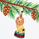5. GOLD GLASS LION CHRISTMAS ORNAMENT, HEIGHT 14.5 CM