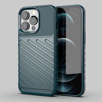 3. Thunder Case Flexible Tough Rugged Cover TPU Case for iPhone 13 Pro green