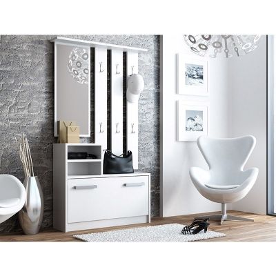 3. WARDROBE - CABINET, MIRROR, HANGER / WHITE GB1