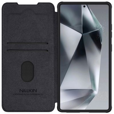 3. Nillkin Qin Pro Case for Samsung Galaxy S25 Ultra with Flip and Camera Cover - Black