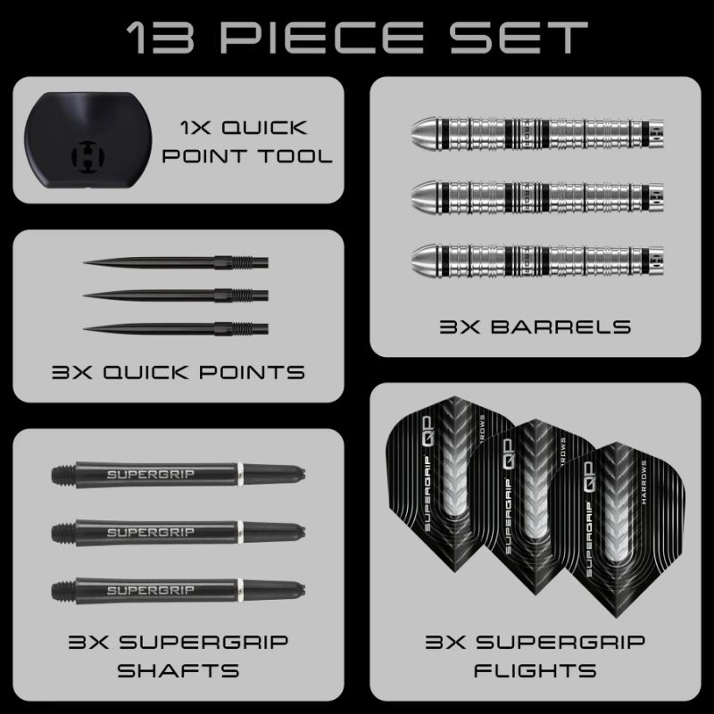 6. Harrows SUPERGRIP QP TAPERED 90% steeltip darts