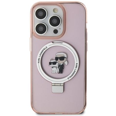 3. Karl Lagerfeld KLHMP15XHMRSKCP iPhone 15 Pro Max 6.7" pink/pink hardcase Ring Stand Karl&Choupette MagSafe
