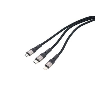 2. TROIKA DREIZACK PRO USB cable 1.2 m USB C USB C/Micro USB-A/Lightning 100 W Black, Gray