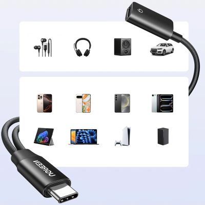 2. Ugreen 2in1 USB-C to 2xUSB-C Audio Adapter (Audio + Charging) - Black
