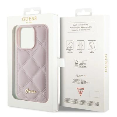 8. Guess Quilted Metal Logo case for iPhone 15 Pro - pink