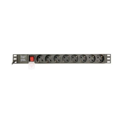 2. GEMBIRD 19" Rack Power Strip PDU EG-PDU-014-C14 1U, 10 A, 8 x SCHUKO, C14 Plug, 3 m Cable