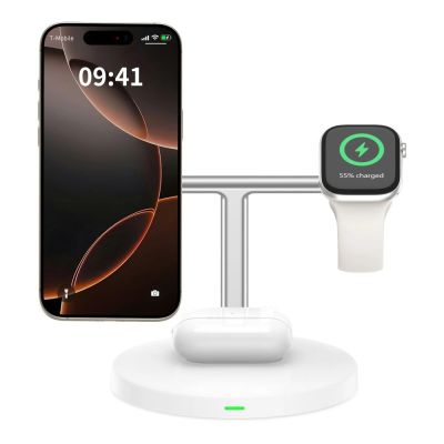 3. Tech-Protect QI15W-A35 3-in-1 Inductive Charger with MagSafe for Phone / AirPods / Apple Watch - White