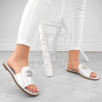 5. Comfortable flip-flops with zircons S.Barski W OLI258B white