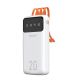 Dudao large capacity powerbank with 4 built-in cables 20000mAh USB Type C + micro USB + Lightning + USB-A (input) - white (Dudao K6Pro+)