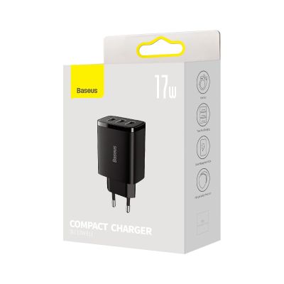 6. Baseus Compact charger 3x USB 17W black (CCXJ020101)