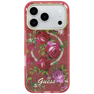 3. Guess IML Glitter Blossom Roses case for iPhone 17 Pro Max / 18 Pro Max - burgundy