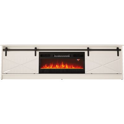 GRANERO TV cabinet + fireplace 200x56.7x35 white/white gloss