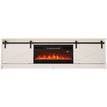 GRANERO TV cabinet + fireplace 200x56.7x35 white/white gloss