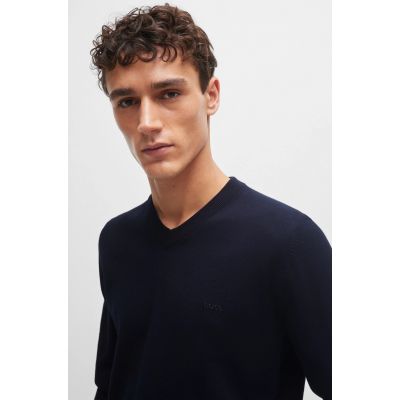 3. BOSS Pacello-L BLU V-Neck Sweater (50506042-404)