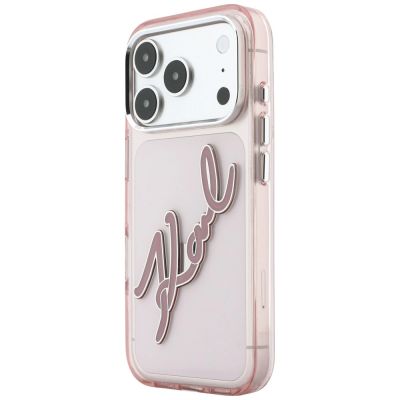 2. Karl Lagerfeld IML Big Signature Resin Metal Frame Case for iPhone 18 Pro Max / 17 Pro Max - Pink