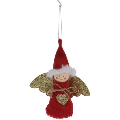 DECORATIVE BAUBLE PENDANT ANGEL 14CM RED