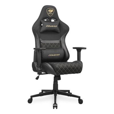 3. COUGAR CGR-A2F-GLB Universal Gaming Chair with Padded Upholstered Seat, Black, Gold