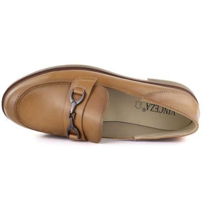 3. Women's leather loafers, camel, Vinceza 18117