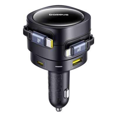2. Baseus Enjoyment Max 90W Car Charger 2x USB-C + USB-C and Lightning Cable - Black