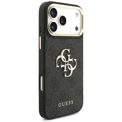 4. Guess 4G Big 4G Classic Logo Big Strap Metal Buttons Case for iPhone 18 Pro / 17 Pro – Black