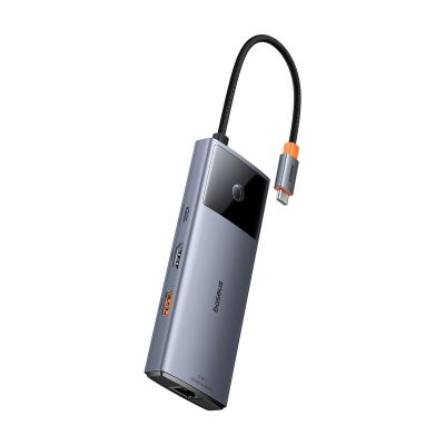 7. USB HUB 6in1 Baseus Metal Gleam Series II USB-A/USB-C/USB-C PD/HDMI/RJ45 - black