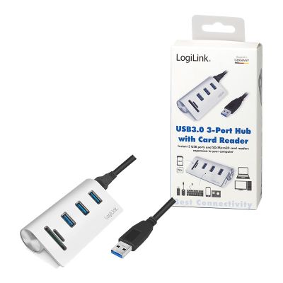 10. LogiLink CR0045 USB 3.2 Gen 1 (3.1 Gen 1) Type-A Hubs and Concentrators 5000 Mbit/s Silver