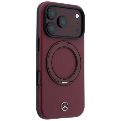 4. Mercedes Leather with Ring Stand MagSafe Case for iPhone 18 Pro / 17 Pro – Burgundy