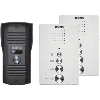 Door Intercom EURA ADP-51A3 “DIFESA” – single-family, 2 indoor handsets, intercom (white)