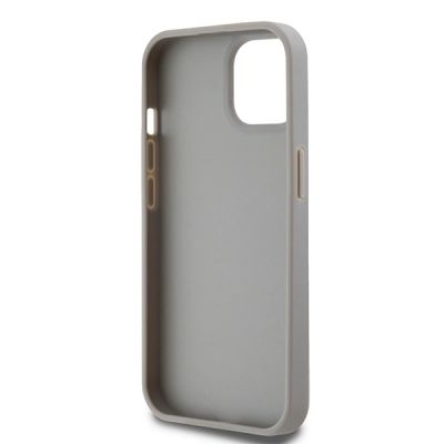 7. DKNY Leather Mono Stripe & Metal Logo case for iPhone 15 Plus / 14 Plus - beige
