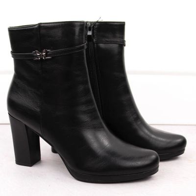 16. Women’s black heeled ankle boots with warm lining M.Daszyński AF125-22