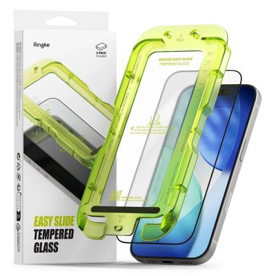 Ringke Easy Slide 2-pack tempered glass for iPhone 17 - black
