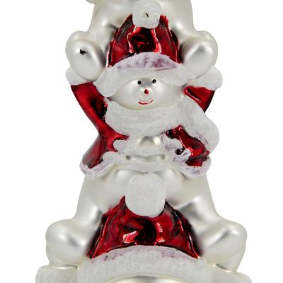 3. Glass Christmas Tree Topper with 3 Snowmen 28 cm