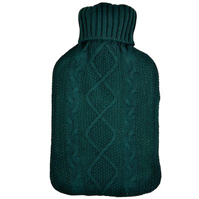 2. Green Rubber Hot Water Bottle in Knitted Cover, 1.75 l