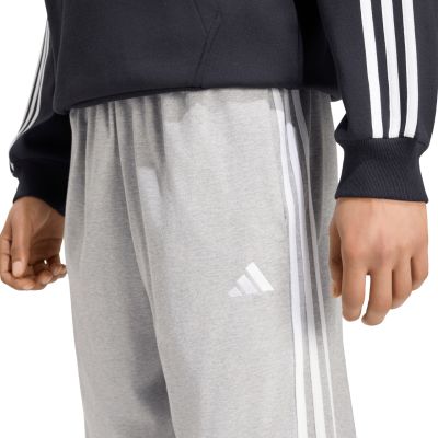 4. Men's adidas Essentials 3-Stripes Single Jersey Tapered Open Hem Pants Gray KY4215